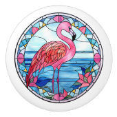 ステンドグラスフェイクライオンセラミックピンクフラミンゴ セラミックノブ (正面)