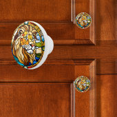 ステンドグラスフェイクライオン セラミックノブ