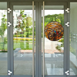 ステンドグラスフェイクラウンドのカスタマイズ可能な自動二輪車 ウィンドウサイン