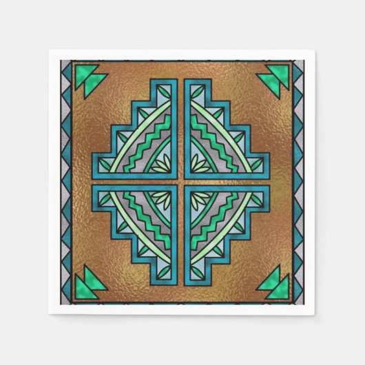 ステンドグラスフェイク南西パーティー紙ナプキン スタンダードカクテルナプキン (正面)