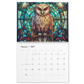 ステンドグラスフクロウ カレンダー (2月 2027)