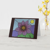 ステンドグラスフラワーグリーンカード カード (黄色い花)