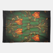 ステンドグラスフローラアールヌーボー花 キッチンタオル (横)