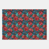 ステンドグラスフローラカラフル花 ラッピングペーパーシート (正面)