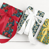 ステンドグラスフローラカラフル花 ラッピングペーパーシート