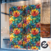 ステンドグラスフローラシームレスパターン窓貼り ウィンドウサイン (カフェ窓)