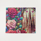 ステンドグラスフローラデザイン タペストリー (正面(横))