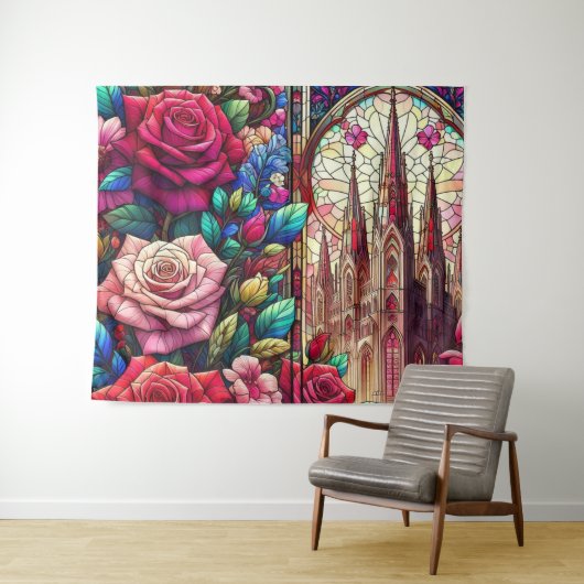 ステンドグラスフローラデザイン タペストリー (インサイチュ(横))