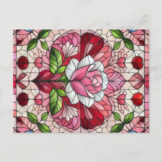 ステンドグラスフローラバレンタインデー ポストカード (正面)