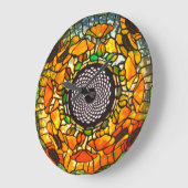 ステンドグラスフローラヴィンテージ ラージ壁時計 (傾斜)