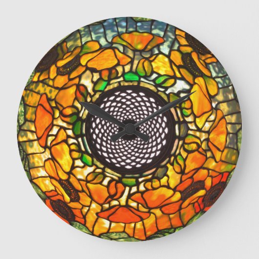 ステンドグラスフローラヴィンテージ ラージ壁時計 (正面)