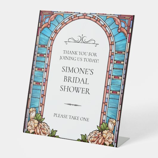 ステンドグラスフローラ結婚枠 台座サイン (正面)