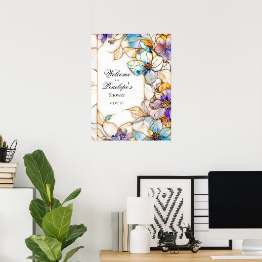 ステンドグラスブライダルシャワーウェルカムサイン ポスター (ホームオフィス)