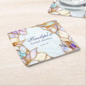 ステンドグラスブライダルシャワー スクエアペーパーコースター (アングル)