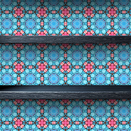 ステンドグラスブルーとピンクオクタゴン小プリント 壁紙