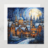 ステンドグラスブルークリスマスカード シーズンカード (正面/裏面)