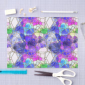 ステンドグラスブルーパープルグリーンデコップページ 薄葉紙 (クラフト)