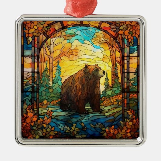 ステンドグラスベアオーナメント メタルオーナメント (正面)