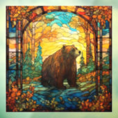 ステンドグラスベア窓にしがみつく ウィンドウサイン (シート3)