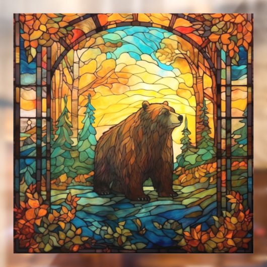 ステンドグラスベア窓にしがみつく ウィンドウサイン (シート2)