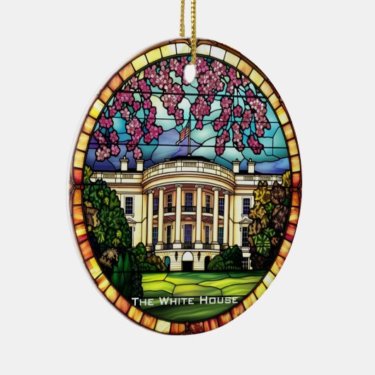 ステンドグラスホワイトハウスファミリーバケーションオーナメント セラミックオーナメント (右)
