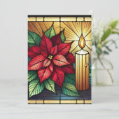 ステンドグラスポインセチア印刷可能スクラップブック紙 招待状 (スタンド正面)