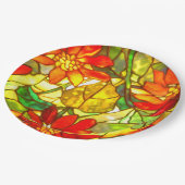 ステンドグラスポインセチア花ヴィンテージフローラ ペーパープレート (アングル)