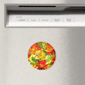 ステンドグラスポインセチア花ヴィンテージフローラ マグネット (インサイチュ (食洗機))