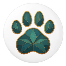 ステンドグラスポーティール(緑がかった色)&ゴールデンセラミックノブ セラミックノブ