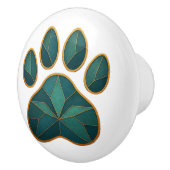 ステンドグラスポーティール（緑がかった色）&ゴールデンセラミックノブ セラミックノブ (右)