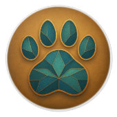 ステンドグラスポーティール(緑がかった色)&金ゴールドモザイクセラミックノブ セラミックノブ (正面)