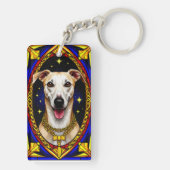 ステンドグラスポートレートの美しい犬 キーホルダー (裏面)