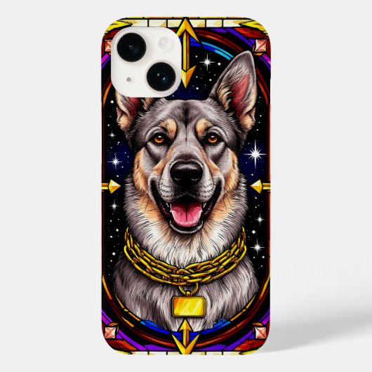 ステンドグラスポートレートの美しい犬 Case-Mate iPhoneケース (裏面)