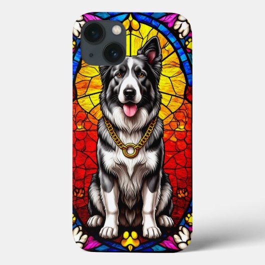 ステンドグラスポートレートの美しい犬 Case-Mate iPhoneケース (裏面)