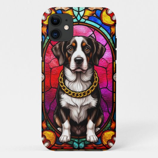 ステンドグラスポートレートの美しい犬 Case-Mate iPhoneケース (裏面)