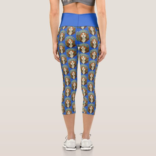 ステンドグラスポートレートの美女スタイル カプリレギンス (裏面)