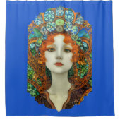 ステンドグラスポートレートの美女スタイル シャワーカーテン (正面)