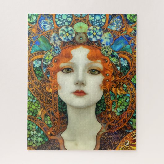 ステンドグラスポートレートの美女スタイル ジグソーパズル (縦)