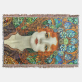 ステンドグラスポートレートの美女スタイル スローブランケット (正面)