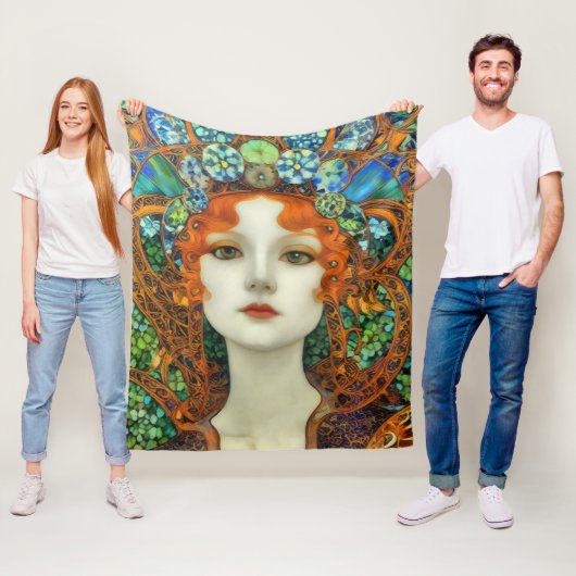 ステンドグラスポートレートの美女スタイル フリースブランケット (インサイチュ)