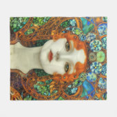 ステンドグラスポートレートの美女スタイル フリースブランケット (正面(横))