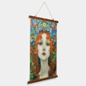 ステンドグラスポートレートの美女スタイル 吊り下げ型タペストリー (傾斜あり)