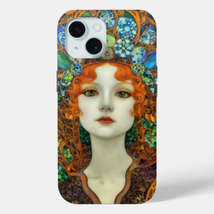 ステンドグラスポートレートの美女スタイル iPhone 15ケース