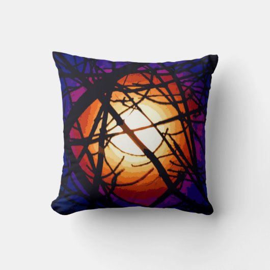 ステンドグラスムーン抽象芸術 クッション (正面)