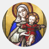 ステンドグラスメアリーヤングイエス封筒用シール ラウンドシール (正面)
