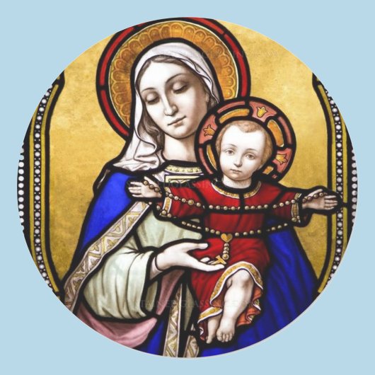 ステンドグラスメアリーヤングイエス封筒用シール ラウンドシール