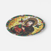 ステンドグラスメリーおよびイエス・キリスト ペーパープレート (アングル)