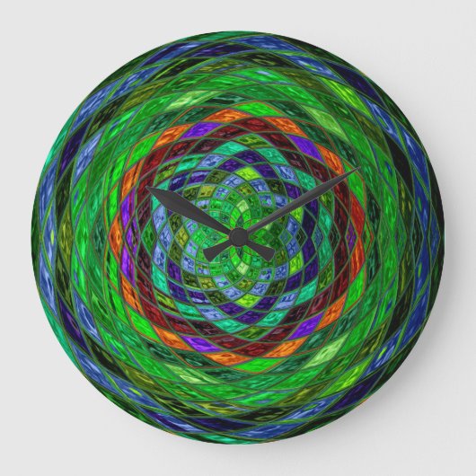 ステンドグラスモザイク抽象芸術#4 ラージ壁時計 (正面)