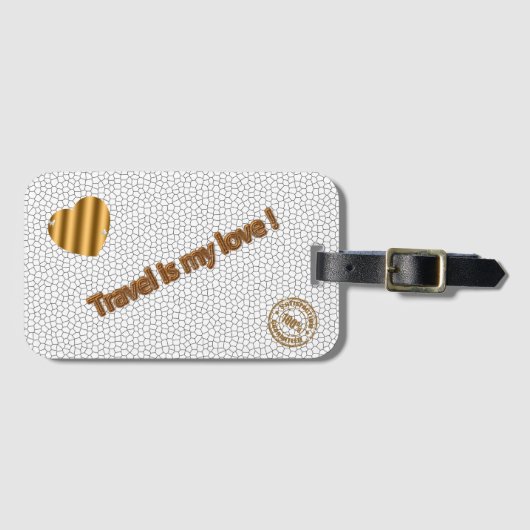 ステンドグラスモダンホワイトラブトラベル ラゲッジタグ (正面横)