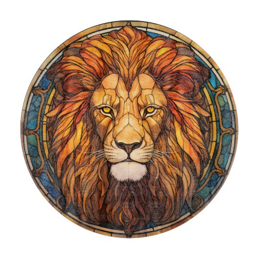 ステンドグラスライオン裁断板 カッティングボード (正面)
